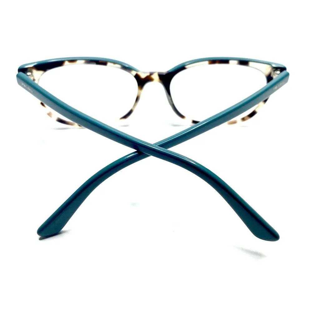 Prada Brown Clear Teal Blue Tortoise Rectangular Glasses Italy VPR13V 53 17 145